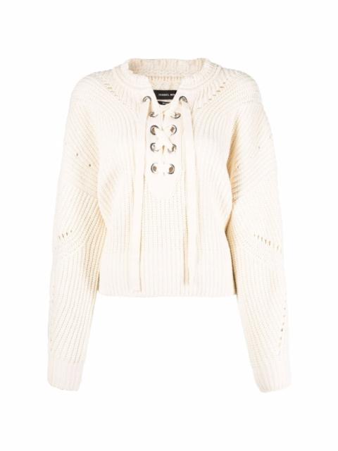 lace-up ribbed-knit jumper