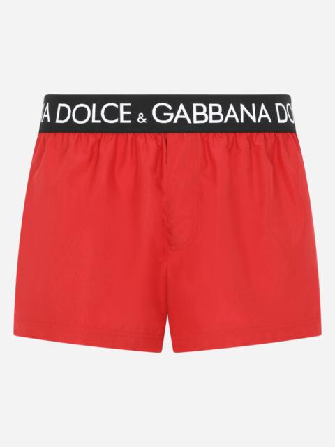 Dolce & Gabbana Short swim trunks with branded stretch waistband