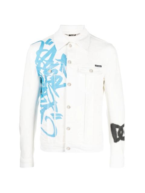 graffiti-print denim jacket