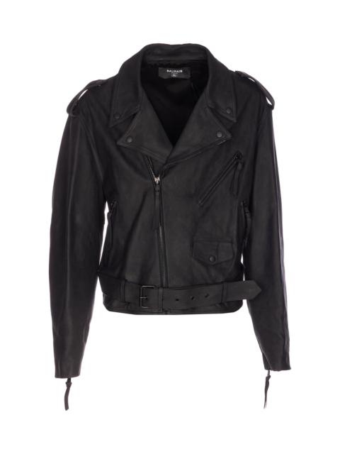 Balmain Cowskin Biker Jacket