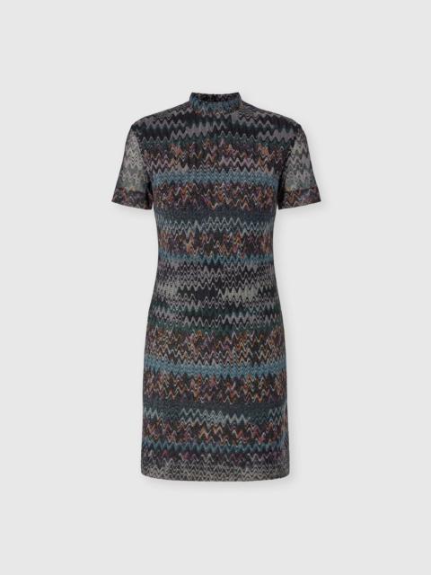 Missoni High-neck mini dress in lamé viscose