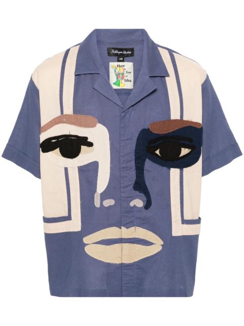 face-patch motif shirt
