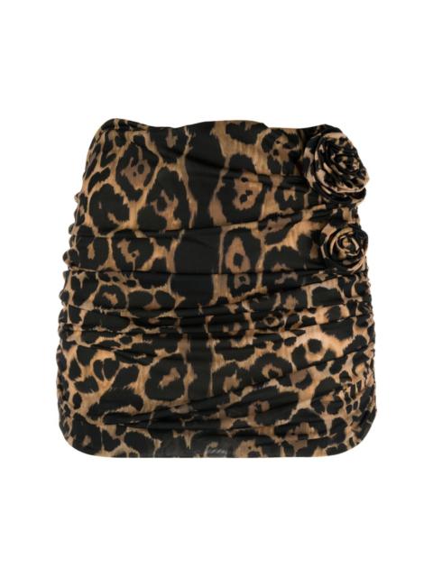 leopard-print gathered miniskirt