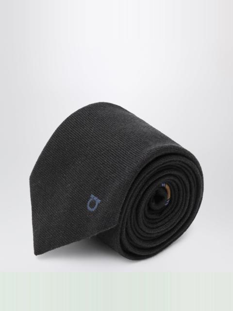 FERRAGAMO Dark grey Gancini jacquard tie