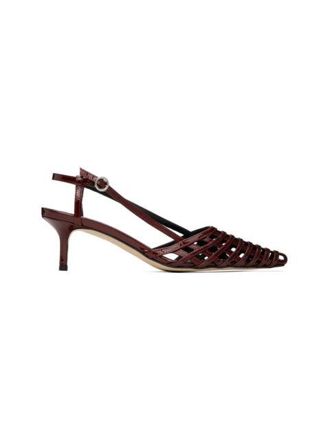 Aeyde Red Helit Leather Slingback Heels