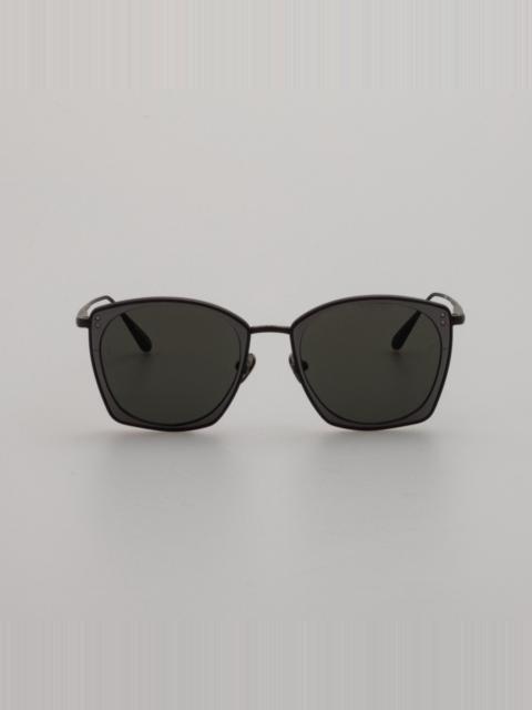 LINDA FARROW MILO SQUARE SUNGLASSES IN MATT NICKEL