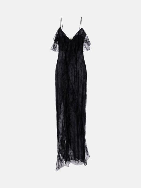 Blumarine Ruffled sheer lace gown