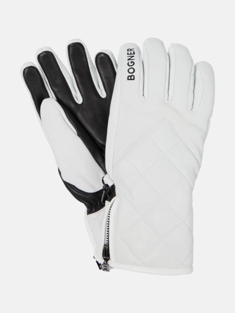 Dana quilted leather ski gloves