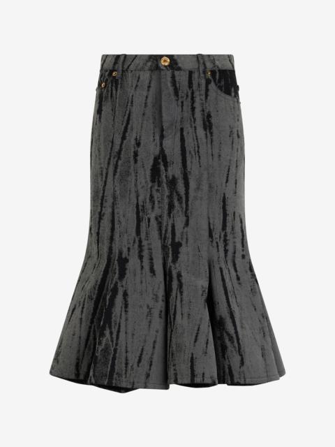 Roberto Cavalli Black Denim Skirt With A Streak Effect