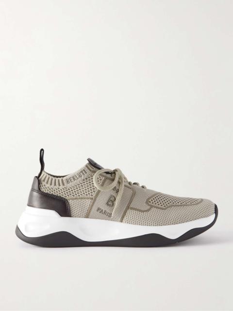 Berluti Shadow Leather-Trimmed Mesh Sneakers