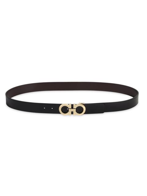 FERRAGAMO Men's Gancini Buckle Adjustable Cut-to-Size Reversible Belt - Nero Hickory