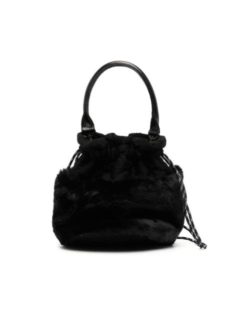 Y's faux-fur drawstring bucket bag