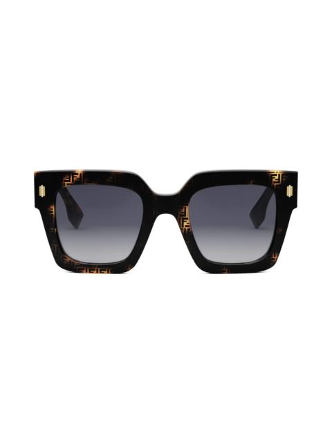 'Fendi Roma 50mm Square Sunglasses in Havana /Gradient Smoke