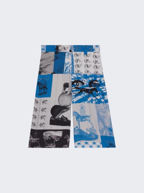 GUCCI Graphic Print Viscose Shorts Blue