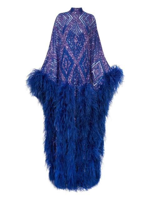 Taller Marmo Casta Diva Follies sequin feather maxi dress
