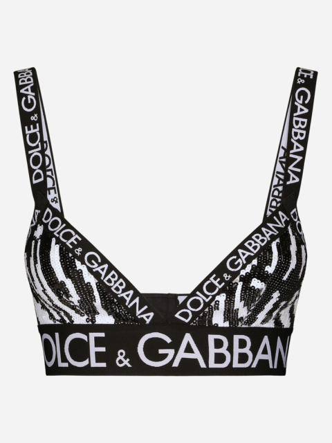 Dolce & Gabbana Sequined zebra-patterned bra