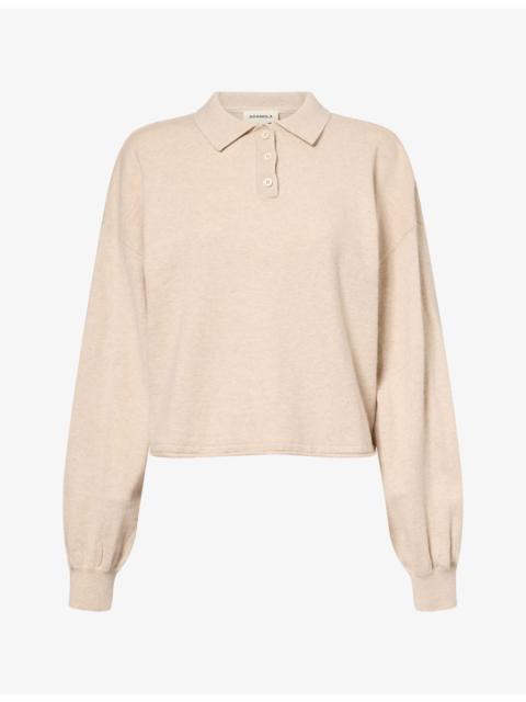 ADANOLA Roll-Edge Knit Polo Shirt