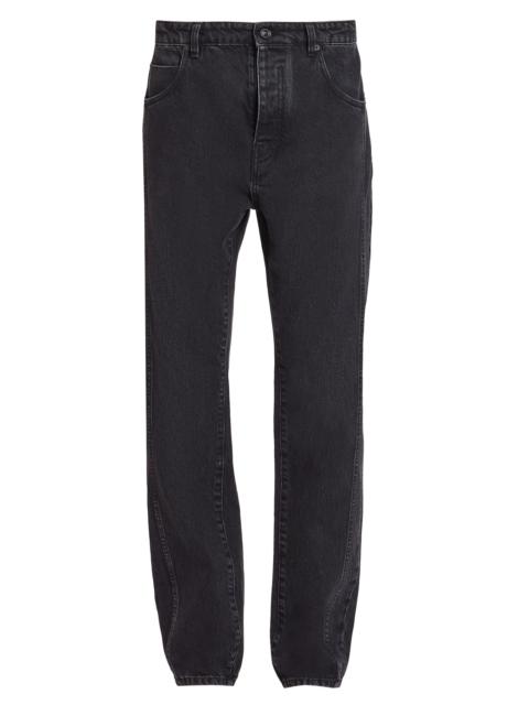 Balmain Men's Elasticized-Cuff Regular-Fit Jeans - Noir Delave