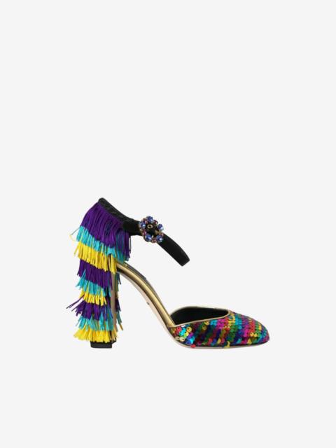 Dolce & Gabbana sequin-embellished fringed pumps