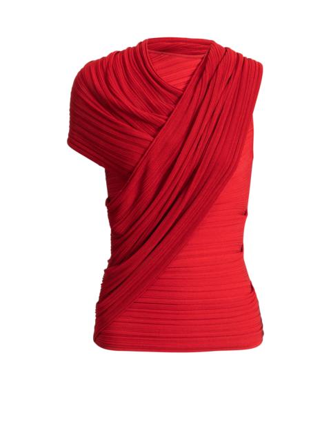 Balmain Sleeveless asymmetrical viscose top