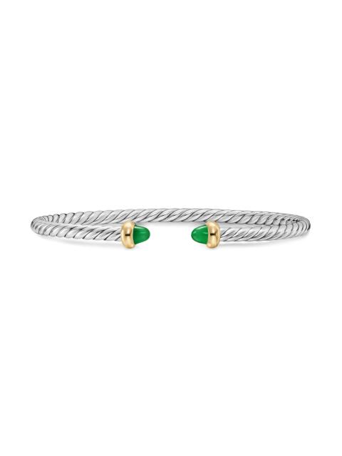 DAVID YURMAN Women's Micro Cable Flex Teen Bracelet in Sterling Silver - Emerald