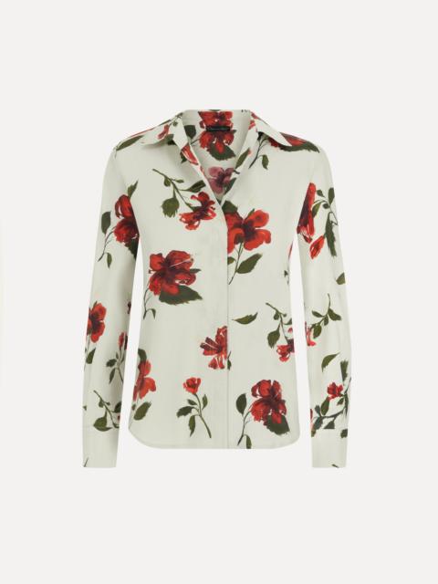 Oscar de la Renta HIBISCUS COTTON POPLIN BLOUSE