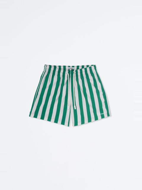 GREEN & WHITE STRIPED SWIMSHORTS