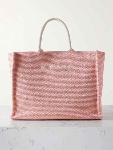 Marni Basket large canvas-trimmed embroidered faux raffia tote