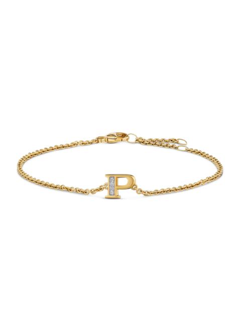 DAVID YURMAN Women's Petite Pavé Initial Chain Bracelet in 18K Yellow Gold - Initial P