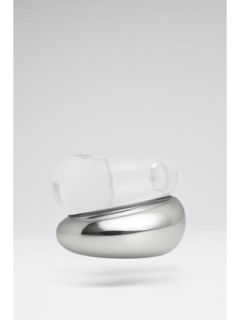 GEMINI CUFFS SILVER METAL AND PLEXIGLASS BASE