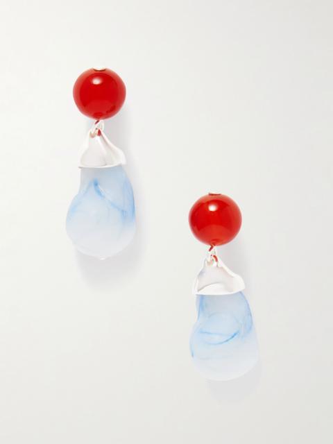 Completedworks Recycled silver, resin and agate earrings Blue