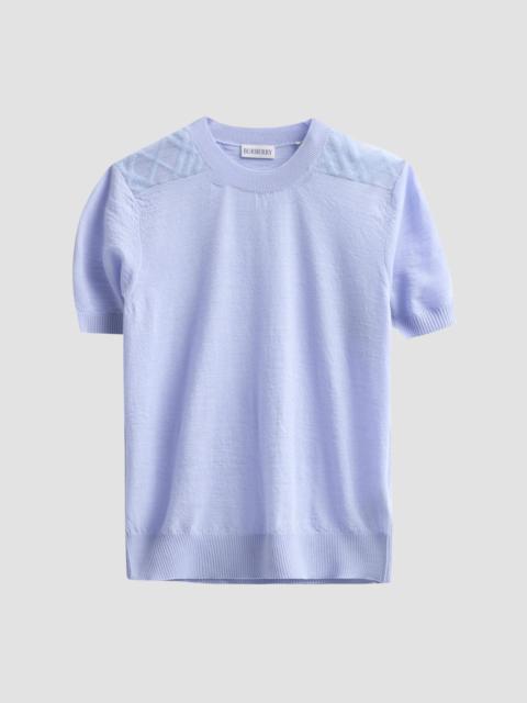 Burberry Women's Winnie Check-Shoulder Wool-Silk Top - Sunbleached Blue