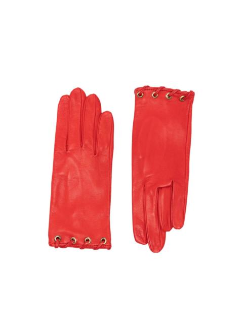 MANOKHI lace-detail leather gloves