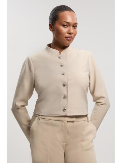 KAREN MILLEN Plus Size Figure Form Bandage Cropped Button Up Knit Jacket