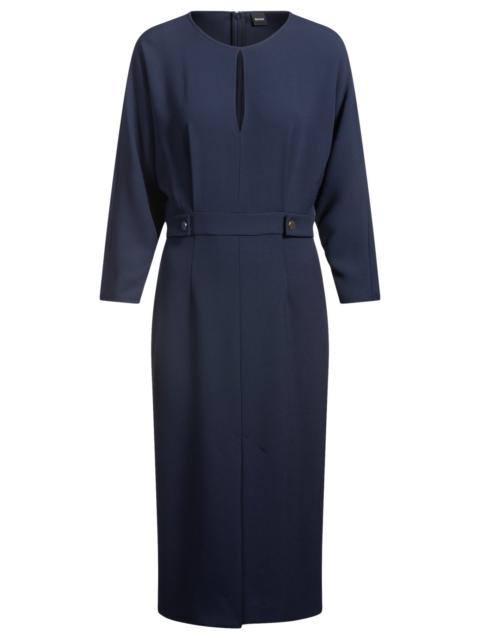 BOSS MIXED-MATERIAL DRESS WITH BUTTON-TAB WAIST