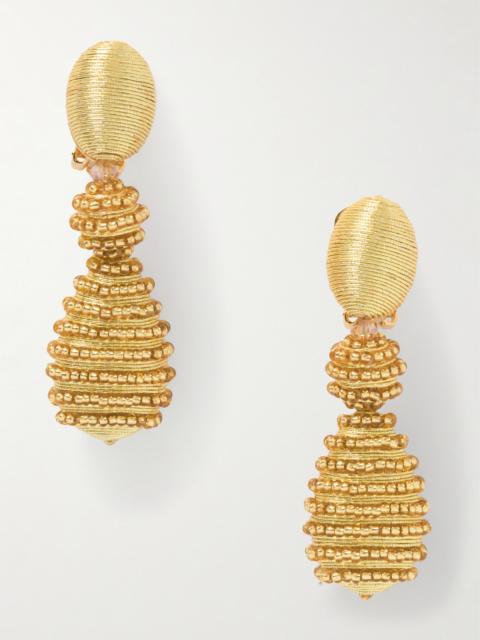 Oscar de la Renta Beaded Gold-tone Clip Earrings