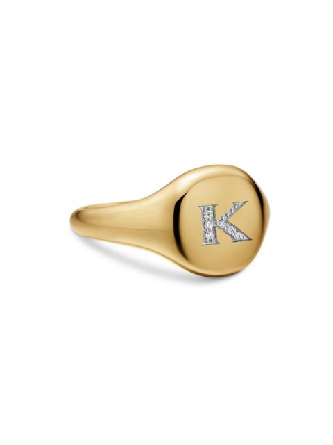 DAVID YURMAN Women's DY Initial Pinky Ring in 18K Yellow Gold - K Letter