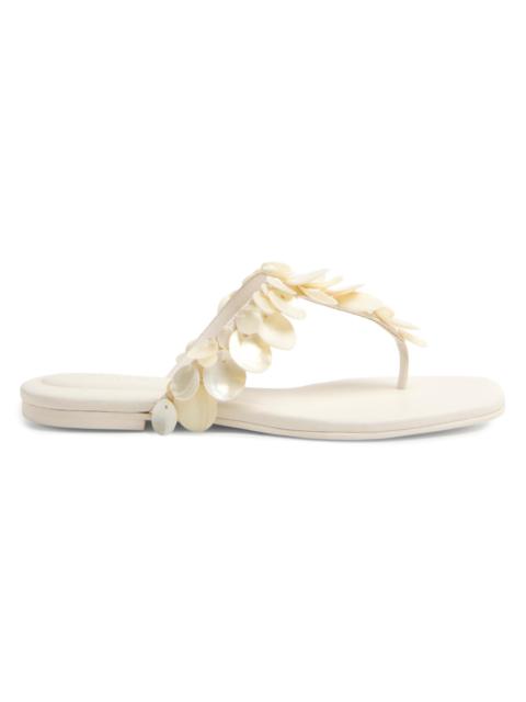 SIMKHAI Women's Elin Shell-Beaded Leather Sandals - Alabaster