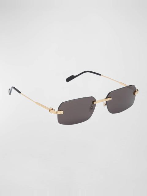 Cartier Men's Rimless Metal Rectangle Sunglasses