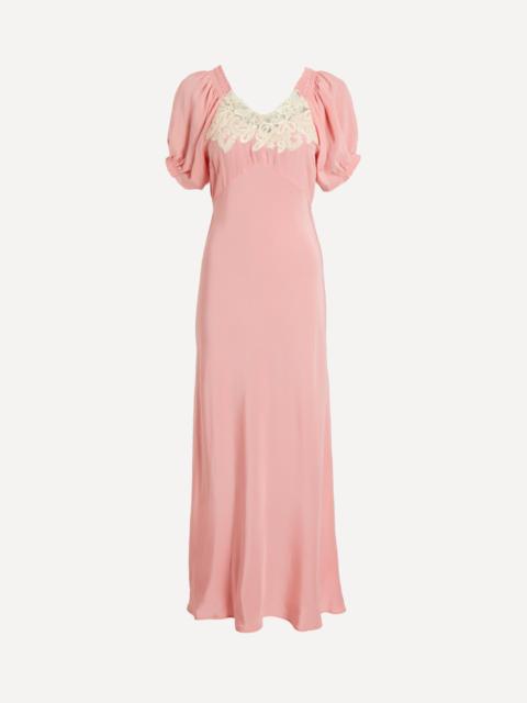 RIXO Ilaria Pink Silk Midi Dress