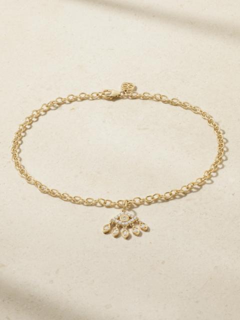 SYDNEY EVAN Evil Eye 14-karat Gold Diamond Anklet