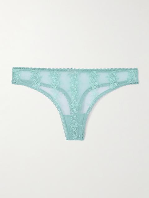 ERES Fleur Du Sel Ressac Embroidered Stretch-tulle Thong