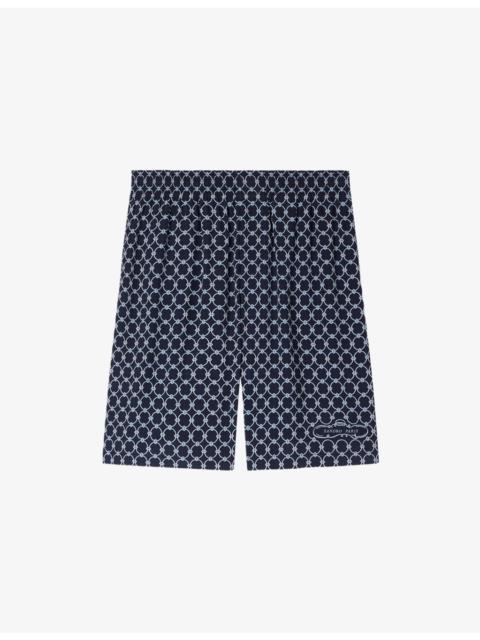 Sandro Graphic-Print Elasticated-Waist Woven Shorts