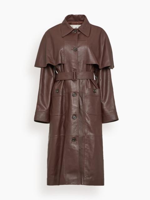 Sea Caitlin Leather Trench Coat in Brown