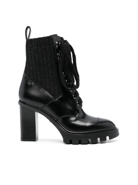 Santoni 75mm lace-up leather ankle boots