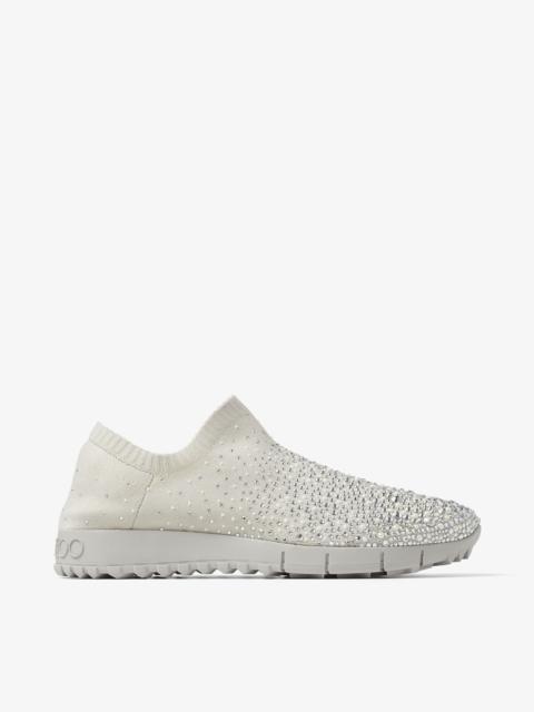 JIMMY CHOO Verona
Pebble Grey Knit Trainers with Dégrade Crystals