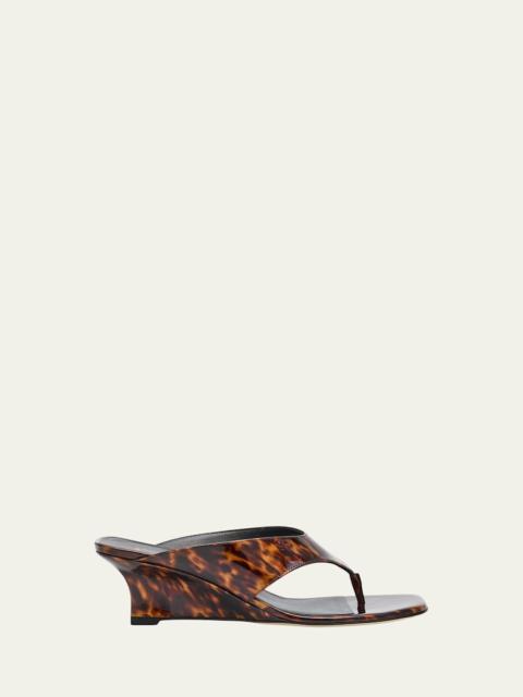Stuart Weitzman 50mm Vinnie Printed Patent Leather Thong Sandals