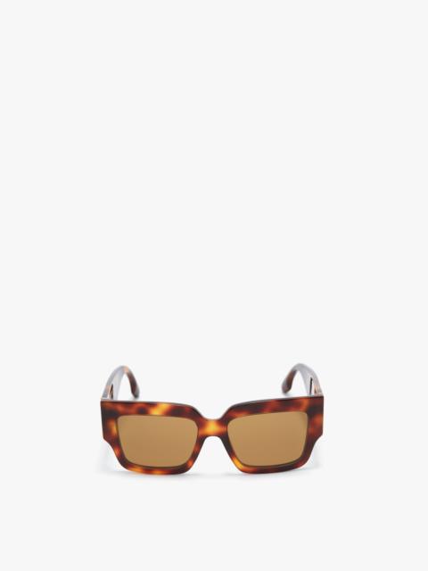 Victoria Beckham V Plaque Rectangular Frame Sunglasses In Tortoise