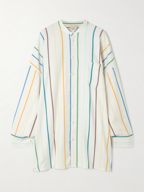 MARRAKSHI LIFE Oversized Striped Cotton-blend Shirt