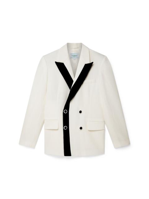 Off White Contrast Lapel Double Breasted Blazer